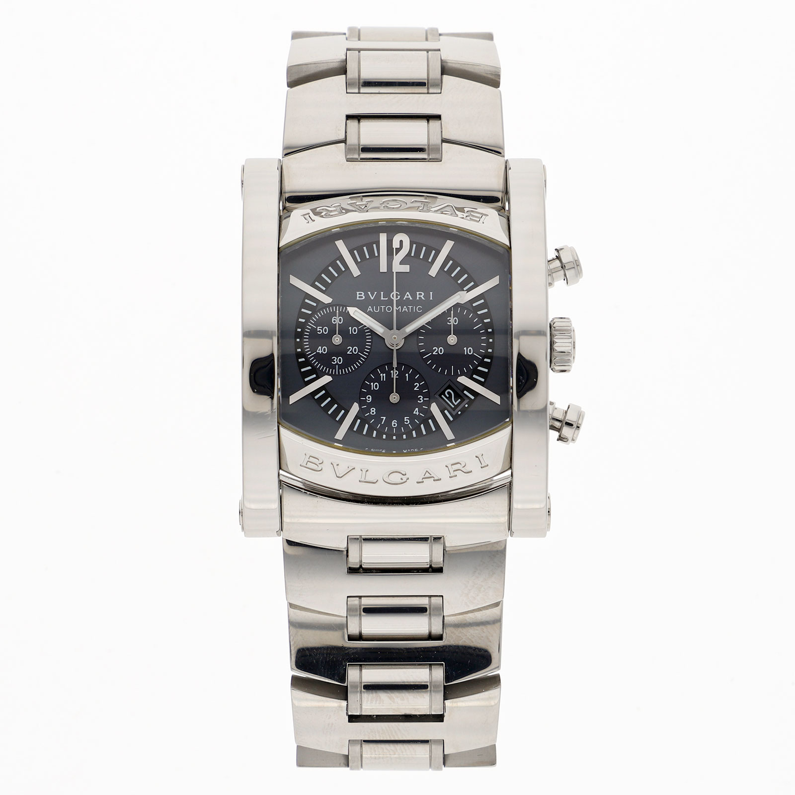 おもちゃ BVLGARI Assioma AA44SCH BVLGARI AA44SCH Assioma WATCH Navy gray SS AT | eBay