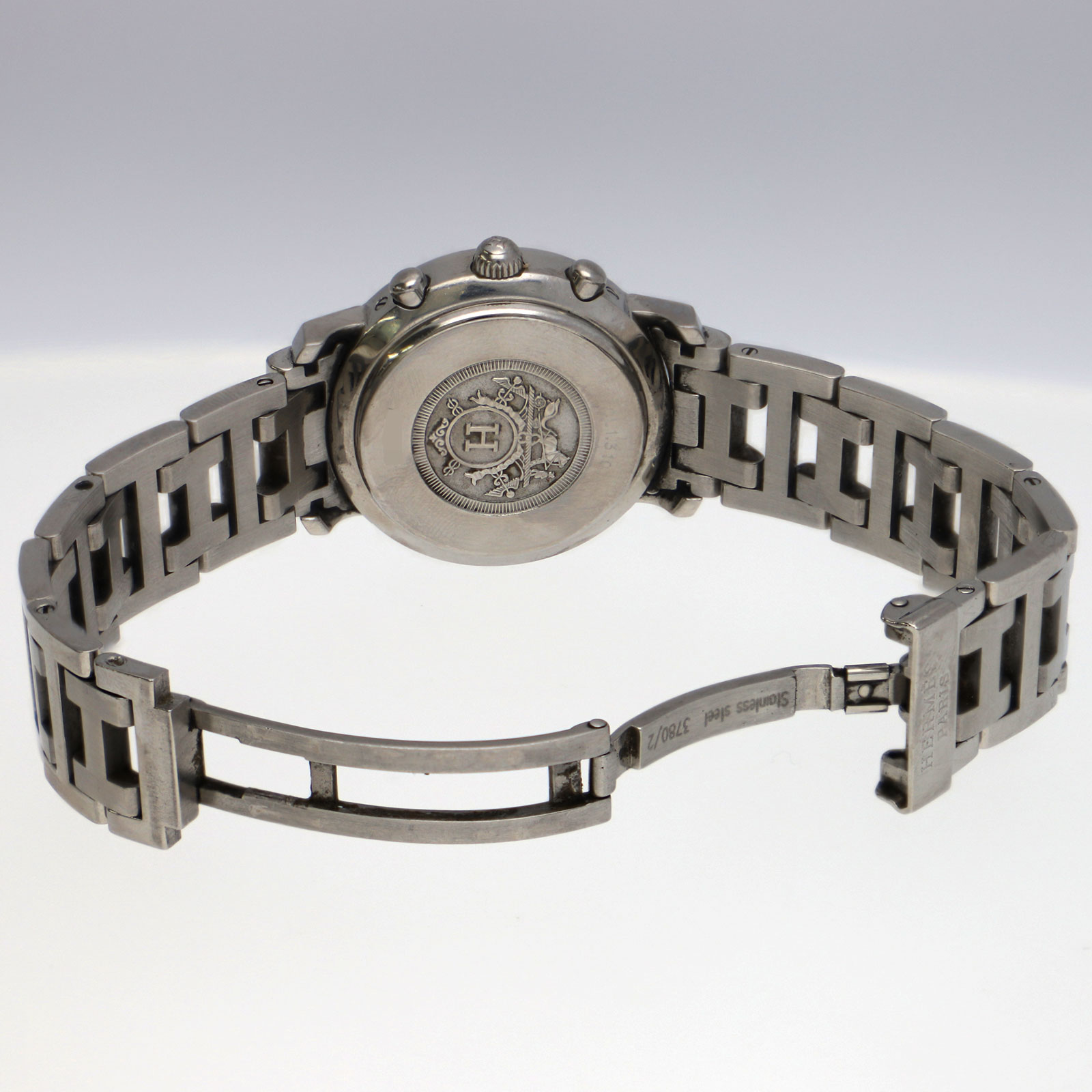 HERMES CL.1310 Clipper Chrono Date WATCH blue SS QZ | eBay
