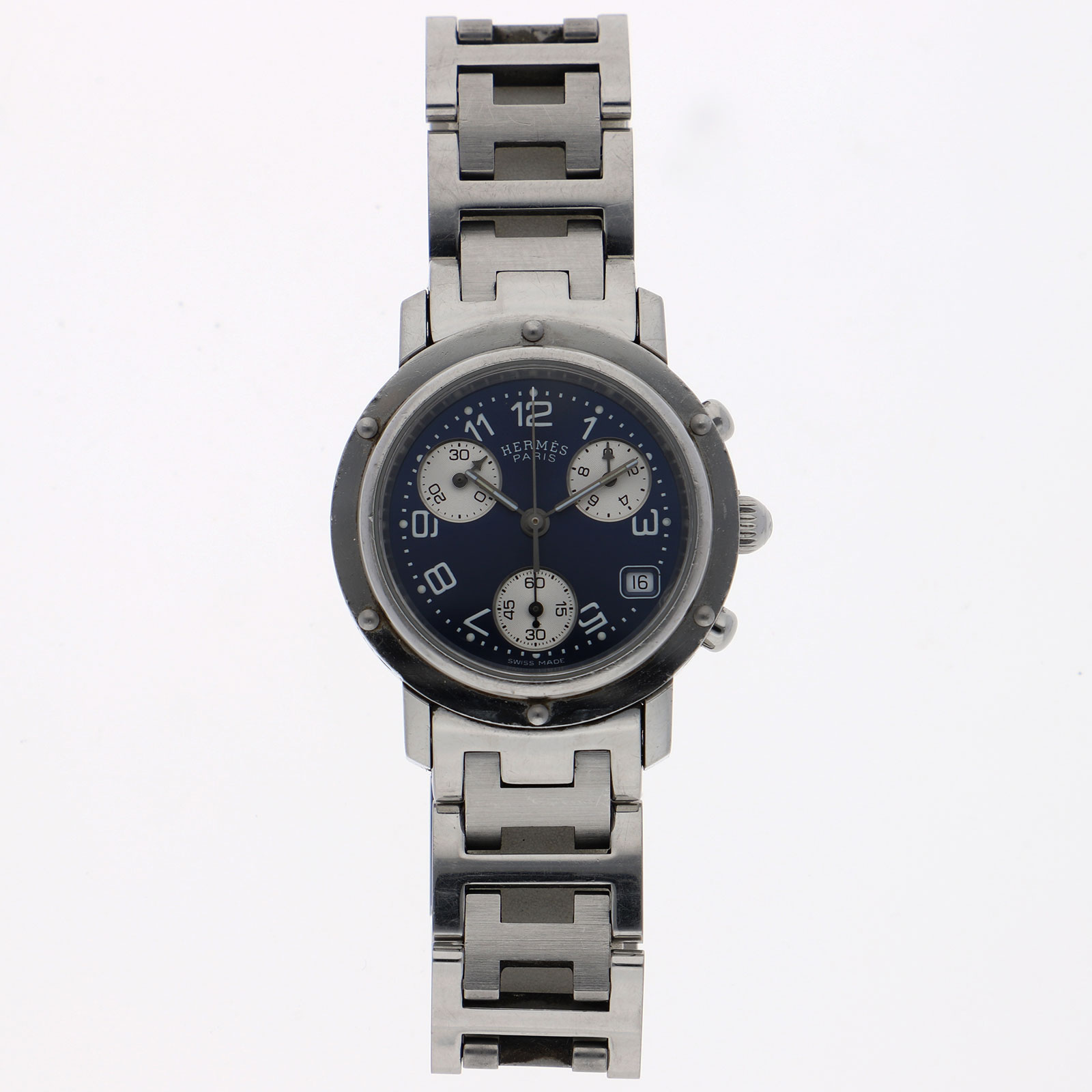 エルメス　HERMES クリッパー　CL1310 HERMES CL.1310 Clipper Chrono Date WATCH blue SS QZ | eBay