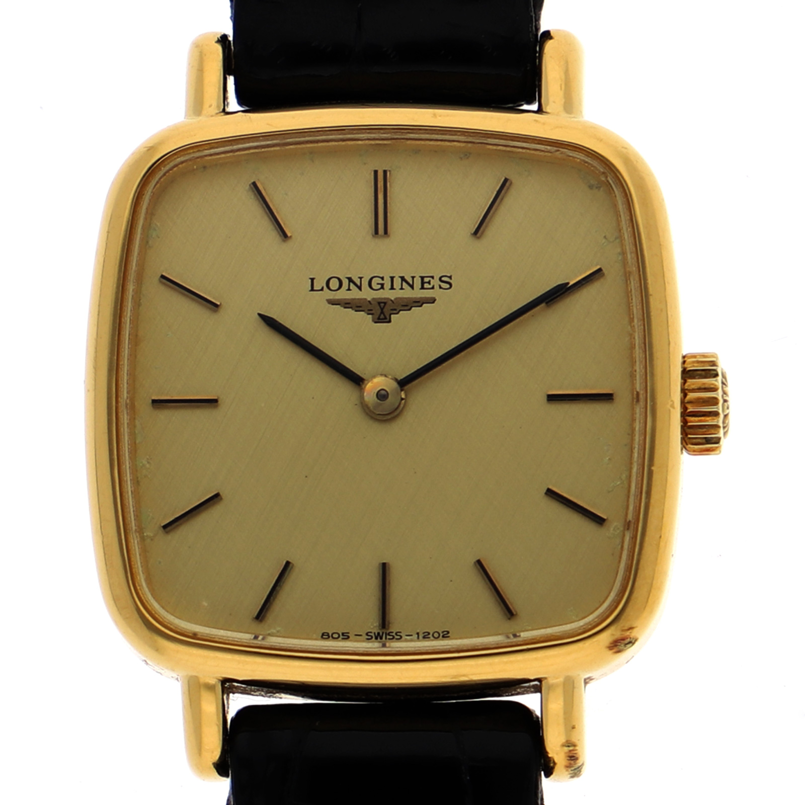 LONGINES Square 2 needles gold Dial Manual Gold Plated Leather