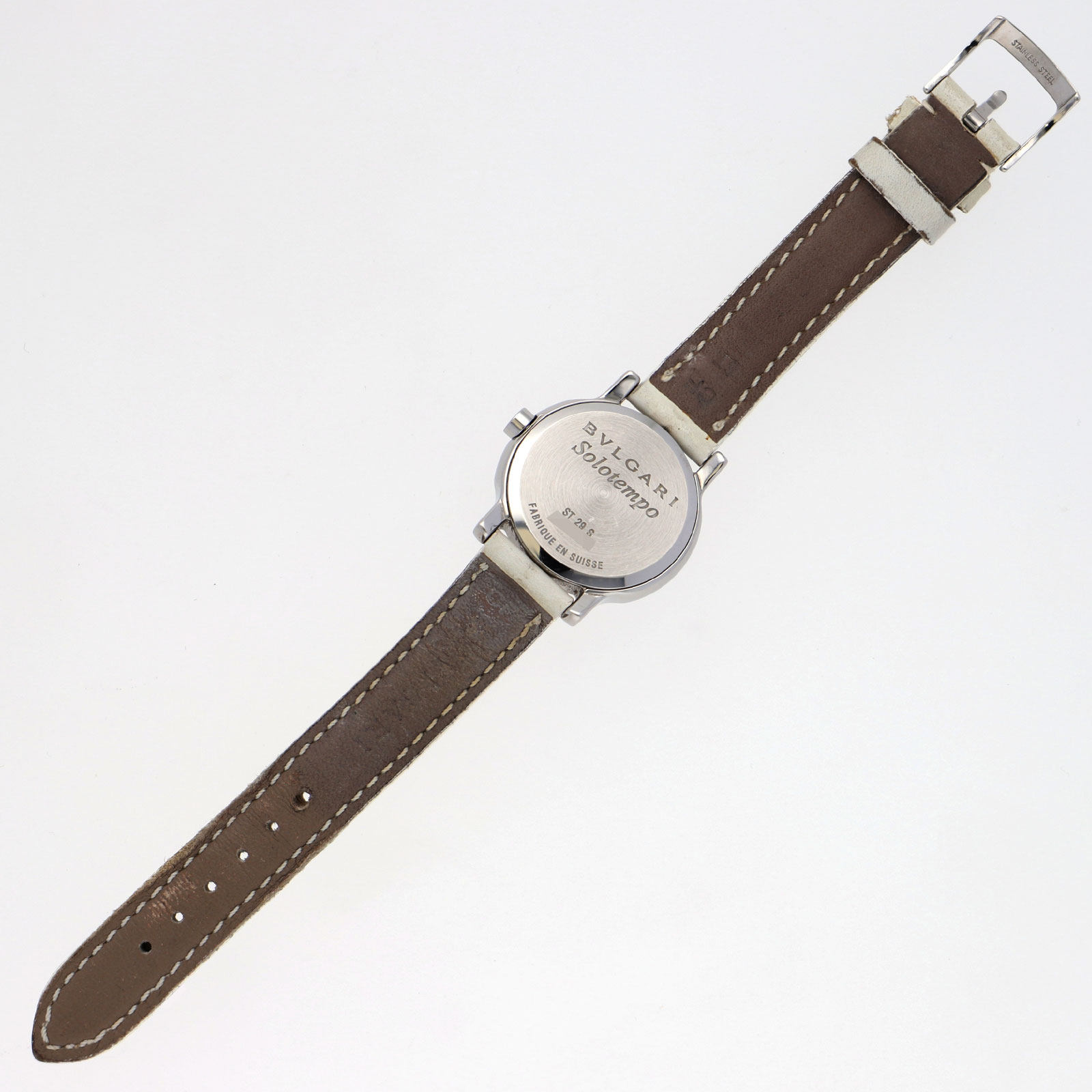 BVLGARI ST29S Solo tempo WATCH black SS/leather QZ | eBay