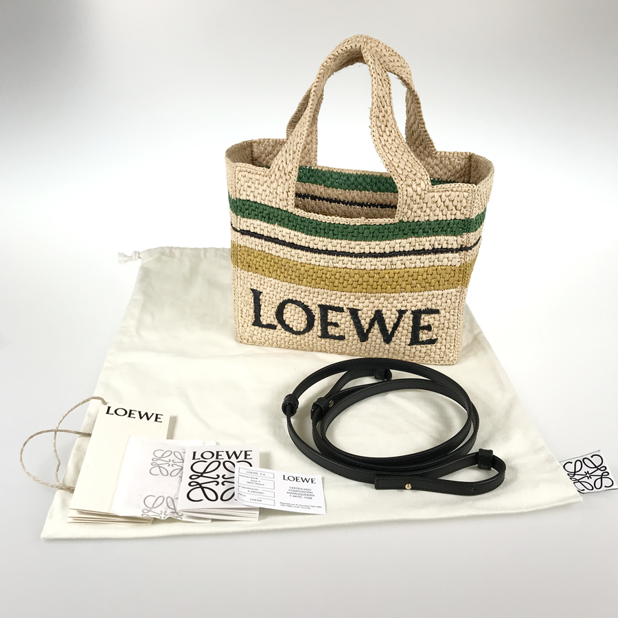 LOEWE＊Small LOEWE Font tote ジャガード トートバッグ＊送料込 Small LOEWE Font tote in raffia Black - LOEWE
