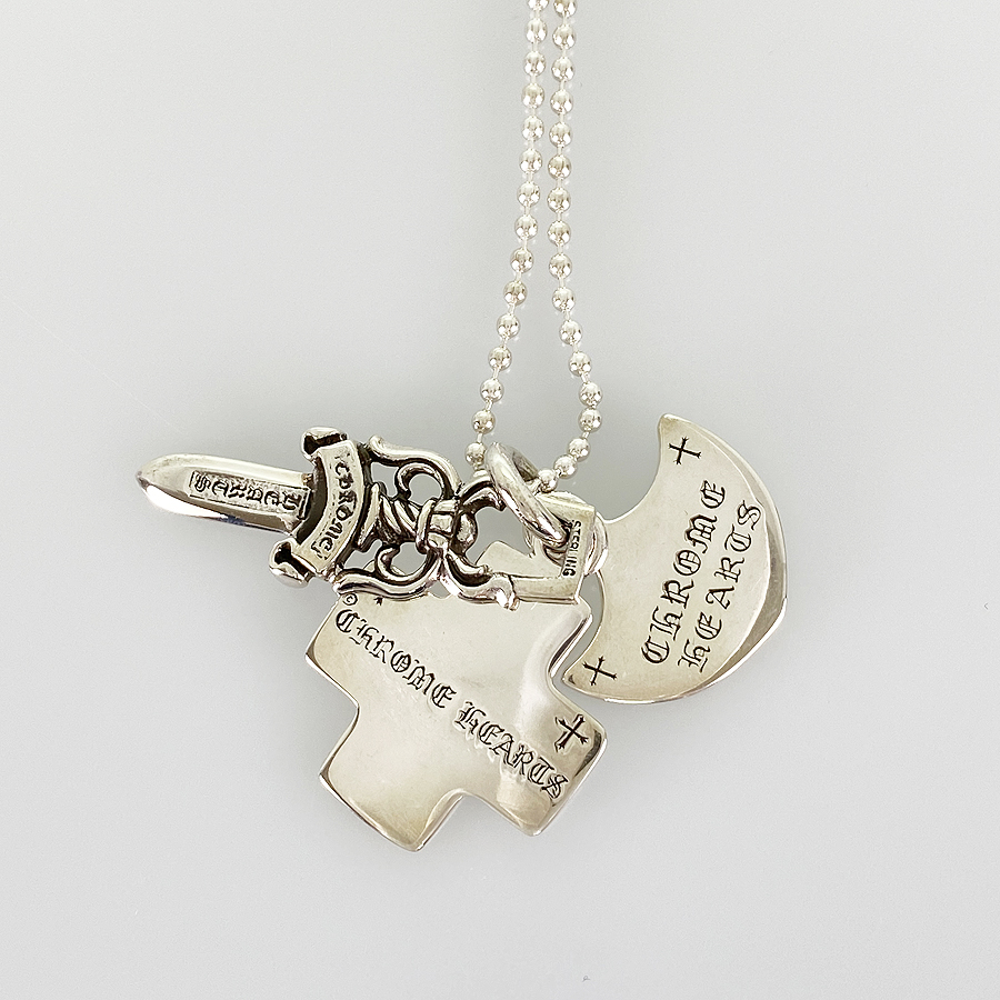 CHROME HEARTS Three Trinkets Pendant Silver Necklace | eBay