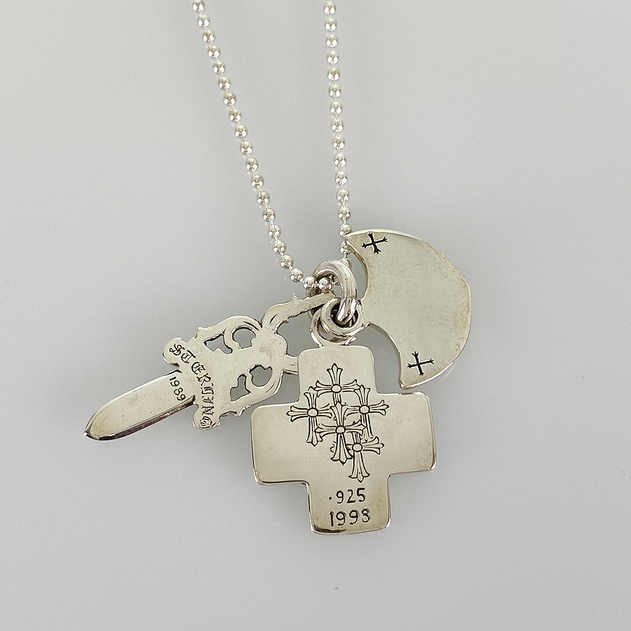 CHROME HEARTS Three Trinkets Pendant Silver Necklace | eBay