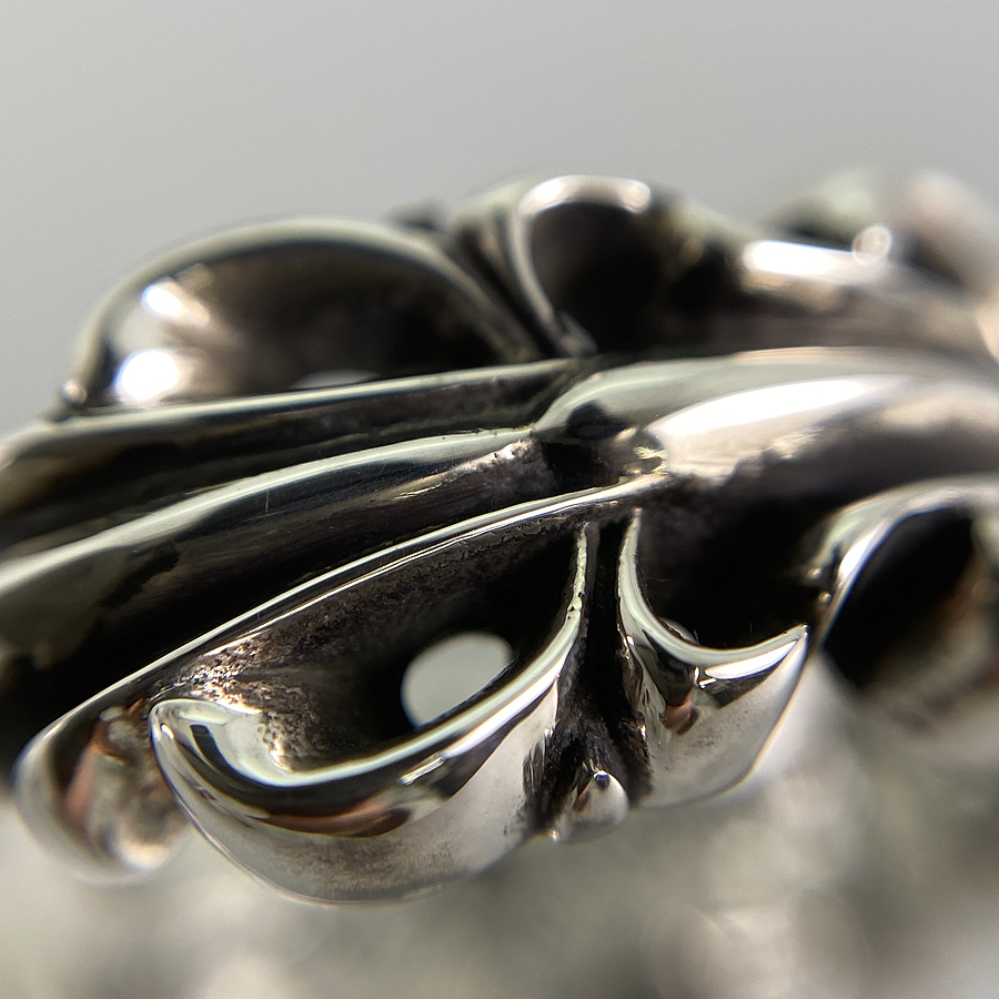 CHROME HEARTS Double Floral Cross Heart Silver Ring | eBay