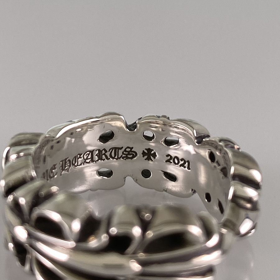 CHROME HEARTS Double Floral Cross Heart Silver Ring | eBay