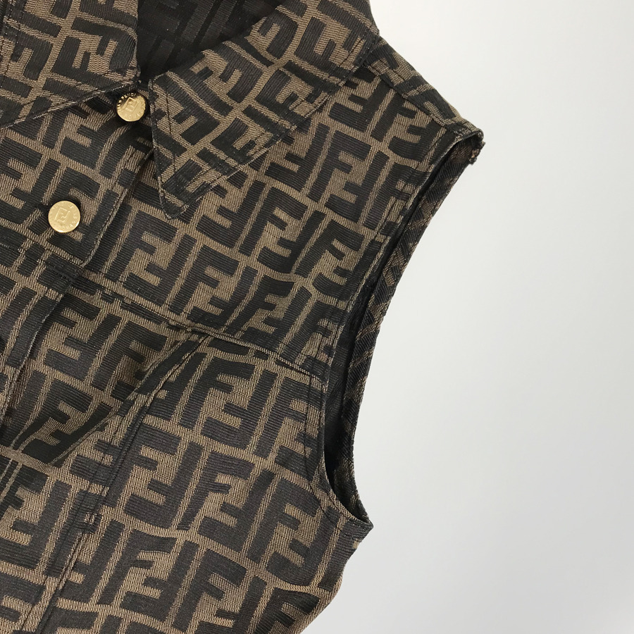 ベスト・ジレ FENDI Women Vests FJ7624AQ3H F1RXG BROWN FENDI Zucca Women's Vest | eBay
