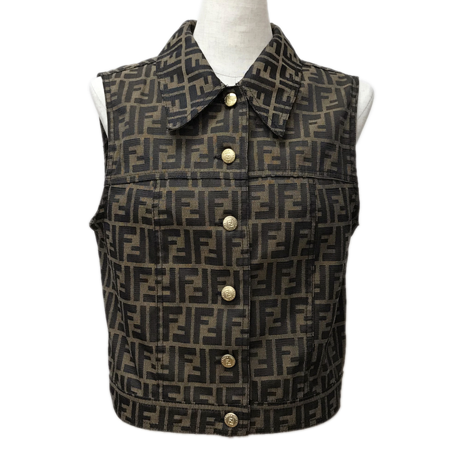 ベスト・ジレ FENDI Women Vests FJ7624AQ3H F1RXG BROWN FENDI Zucca Women's Vest | eBay