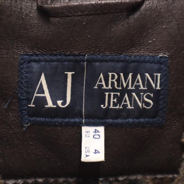 ARMANI JEANS fake leather jacket USA 4 Dark brown Fur lining Men's