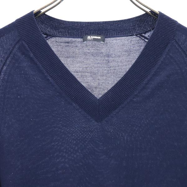 JIL SANDER NAVY wool Long sleeve V neck knit M Zen system sweater 