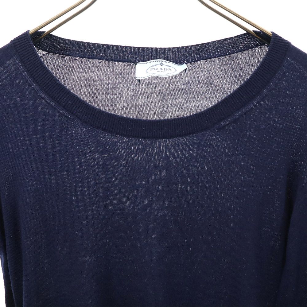 PRADA wool Long sleeve sweater 38 Navy system Knit Thin Women | eBay