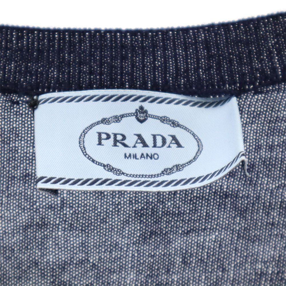 PRADA wool Long sleeve sweater 38 Navy system Knit Thin Women | eBay