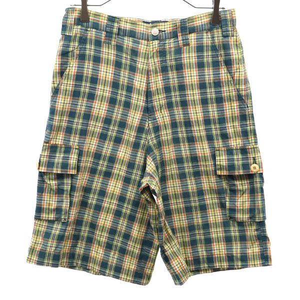パンツ 90s old stussy check shorts 30 STUSSY 90s Made in USA Check Pattern cargo shorts w30 Green system