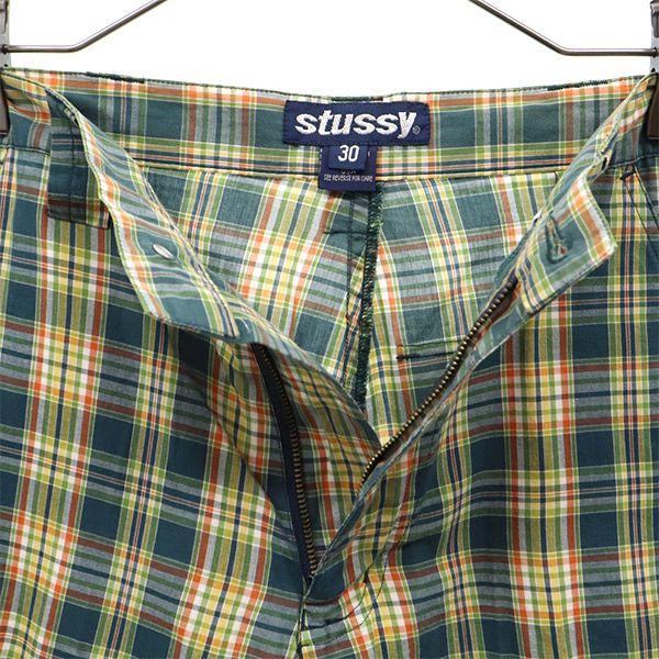 STUSSY 90s Made in USA Check Pattern cargo shorts w30 Green system