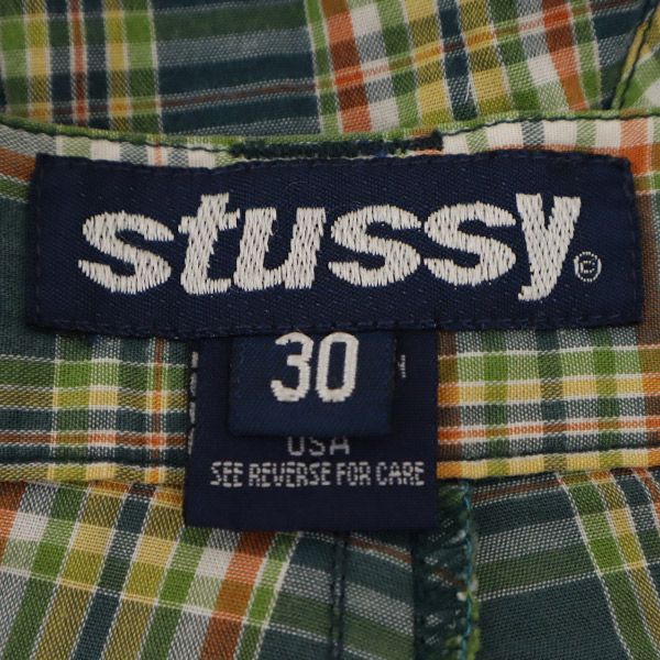 STUSSY 90s Made in USA Check Pattern cargo shorts w30 Green system