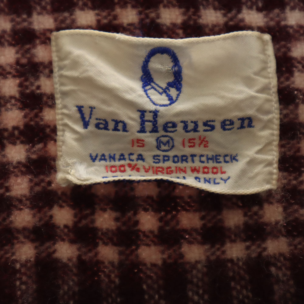 VAN HEUSEN 50s 60s Open collar Vintage box silhouette Check