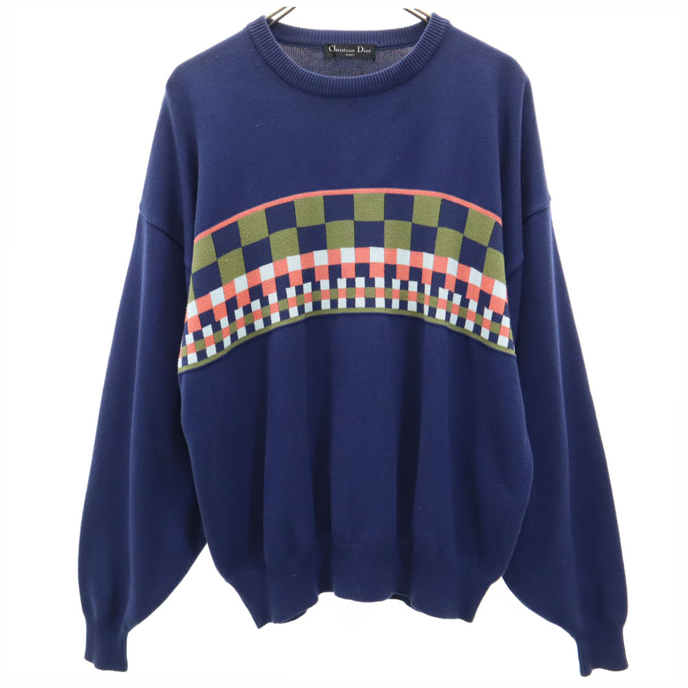 Christian Dior SPORTS 90s Old Long sleeve sweater LL Navy knit