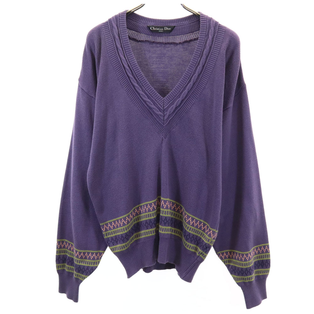 Christian Dior SPORTS 90s Old Cotton Knit Long sleeve V neck