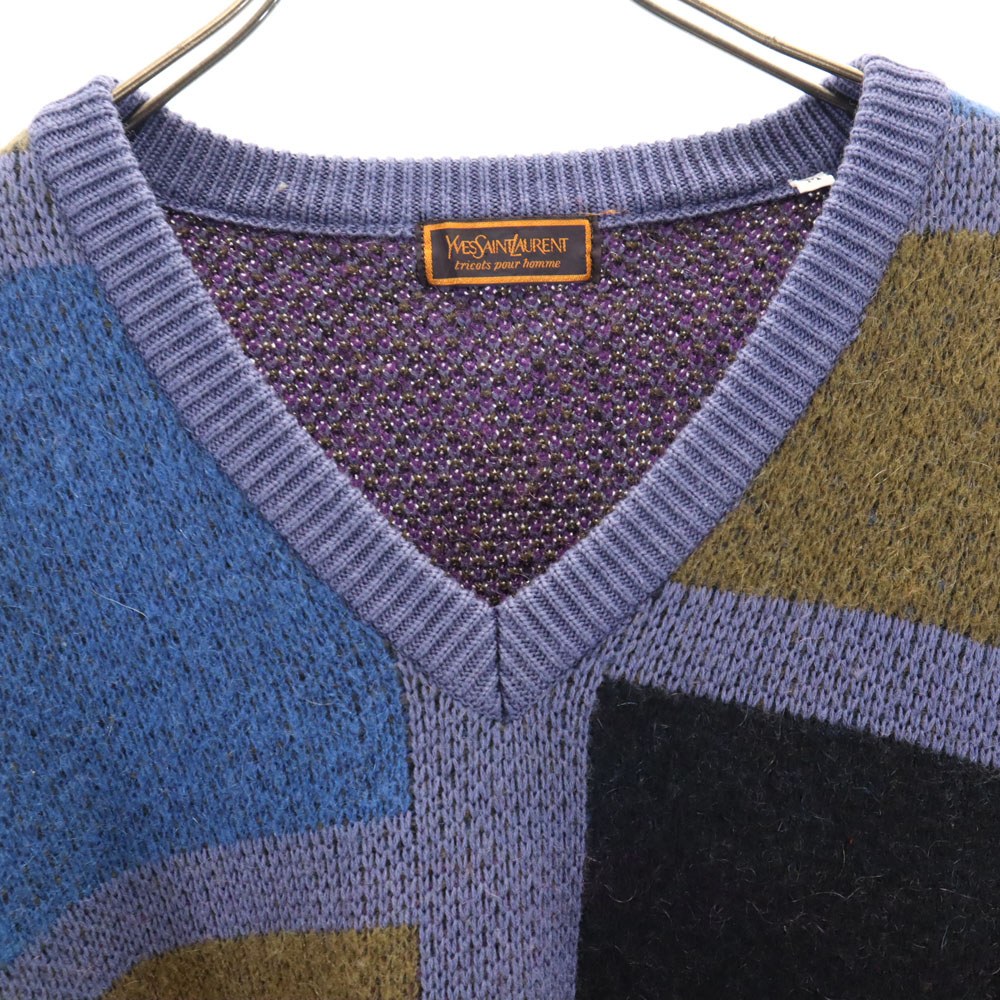 Used YVES SAINT LAURENT 80s 90s Wool Blend Old Long sleeve V neck