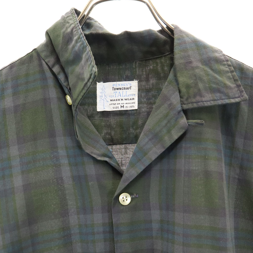 トップス 60s TOWNCRAFT open color check shirt PENNEYS 60s Towncraft Vintage Open Collar Check Pattern Long