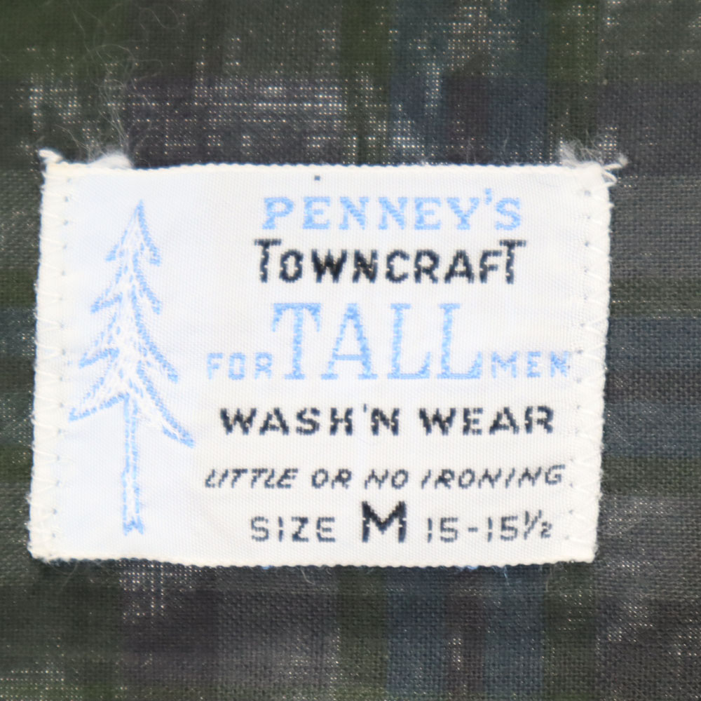 PENNEYS 60s Towncraft Vintage Open Collar Check Pattern Long