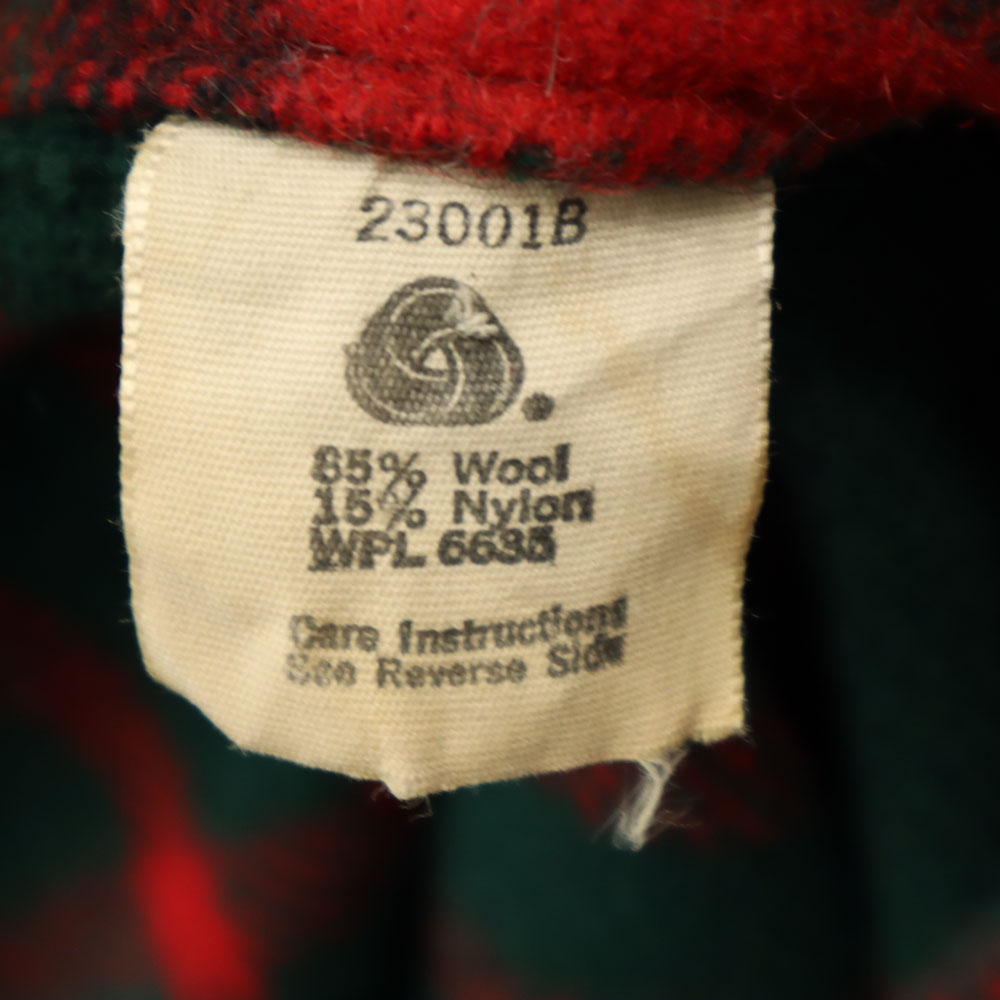 L.L.Bean 70s Wool Blend Cursive Tag Vintage check Long
