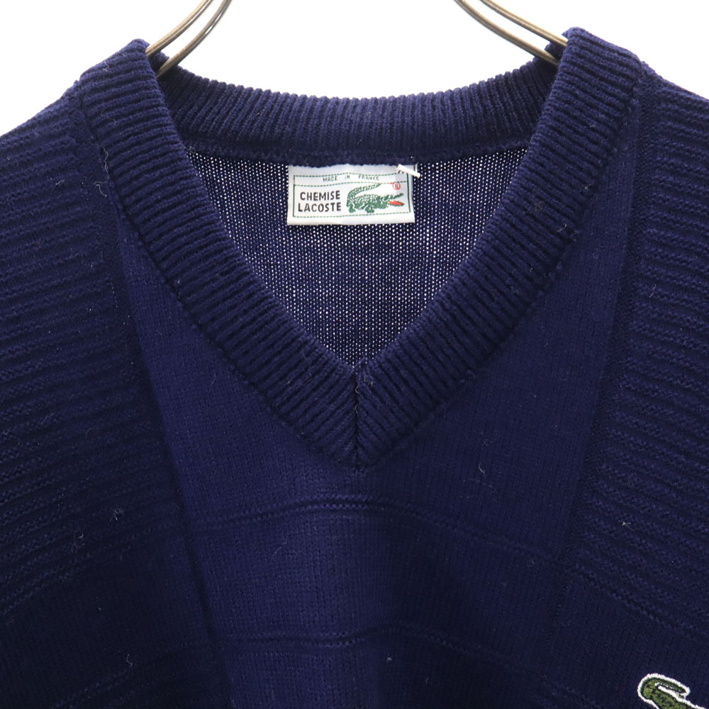 Used CHEMISE LACOSTE 80s vintage Long sleeve V neck sweater XXL
