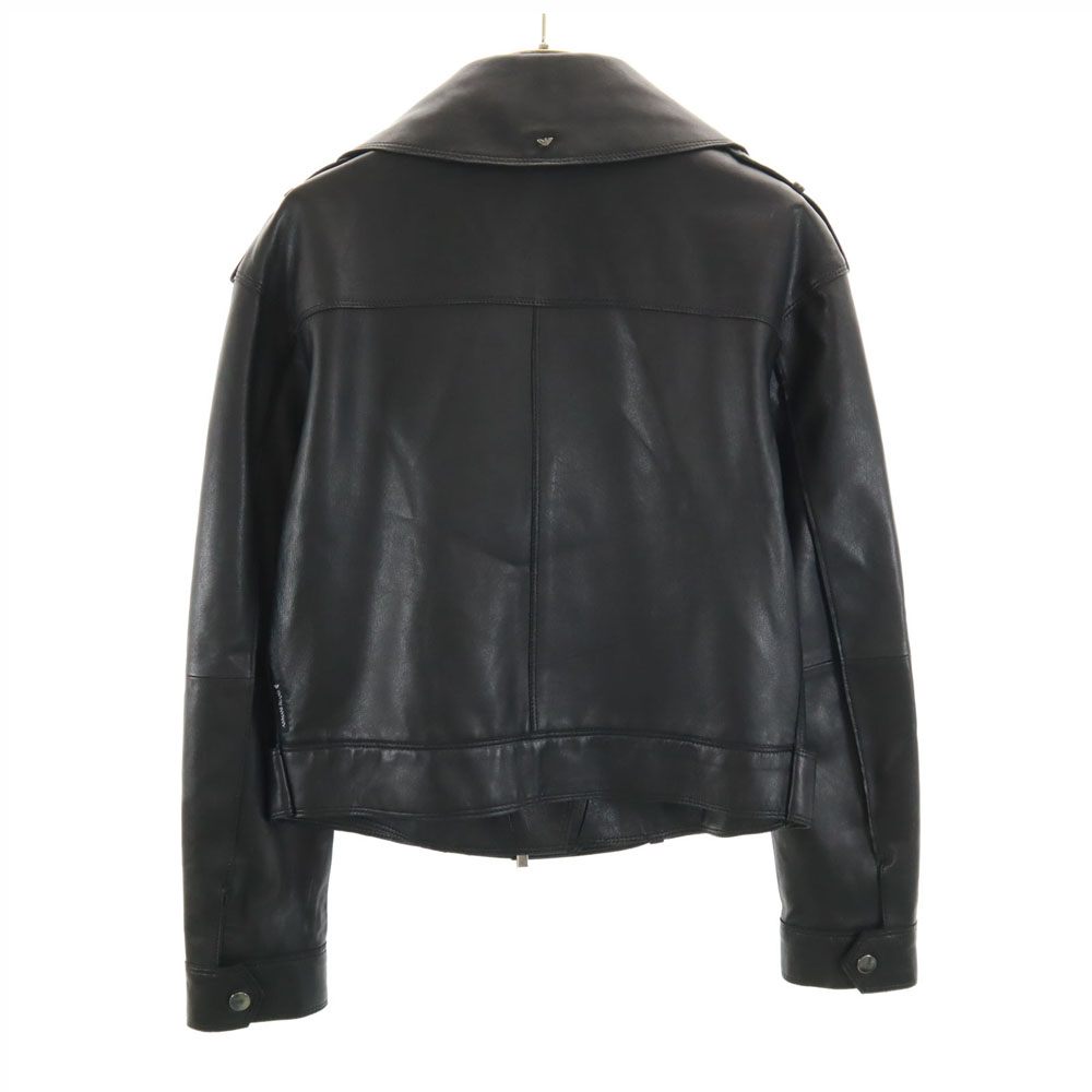 ARMANI JEANS Sheep leather Double riders jacket 38 black Women | eBay
