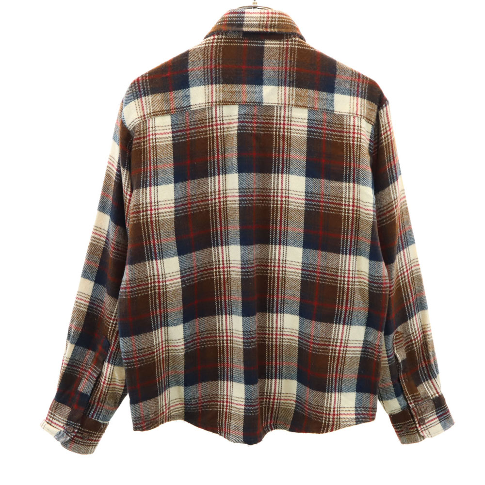 トップス 70s USA Sears open collar shirt check M Super Rare 70S Sears Open Collar Ombre Check Fluffy Shirt | eBay