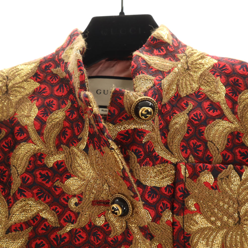 GUCCI 441738 Made in Italy Floral Jacquard Jacket 38 Ribbon with