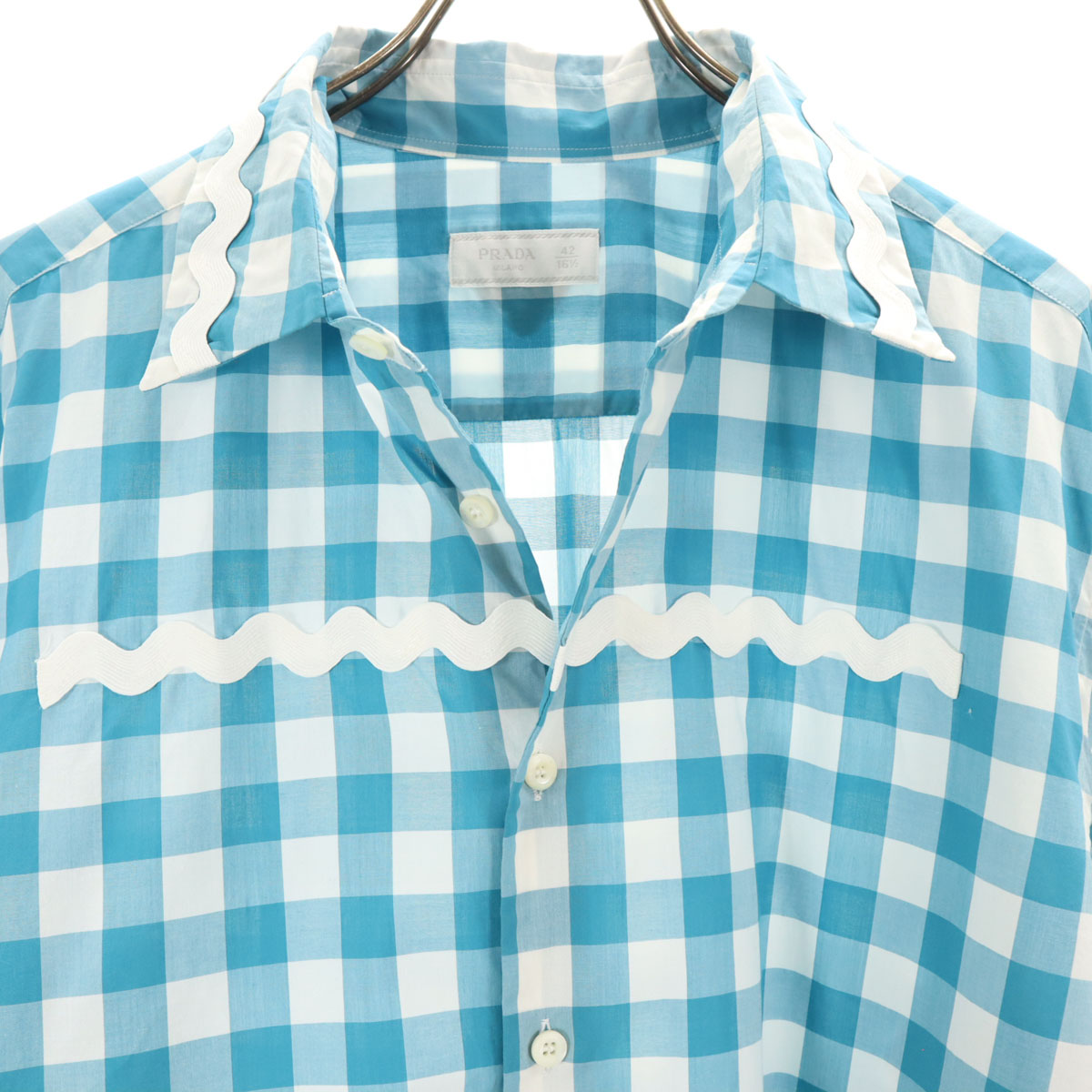 PRADA made in Italy Gingham Check Pattern Long sleeve Cotton shirt
