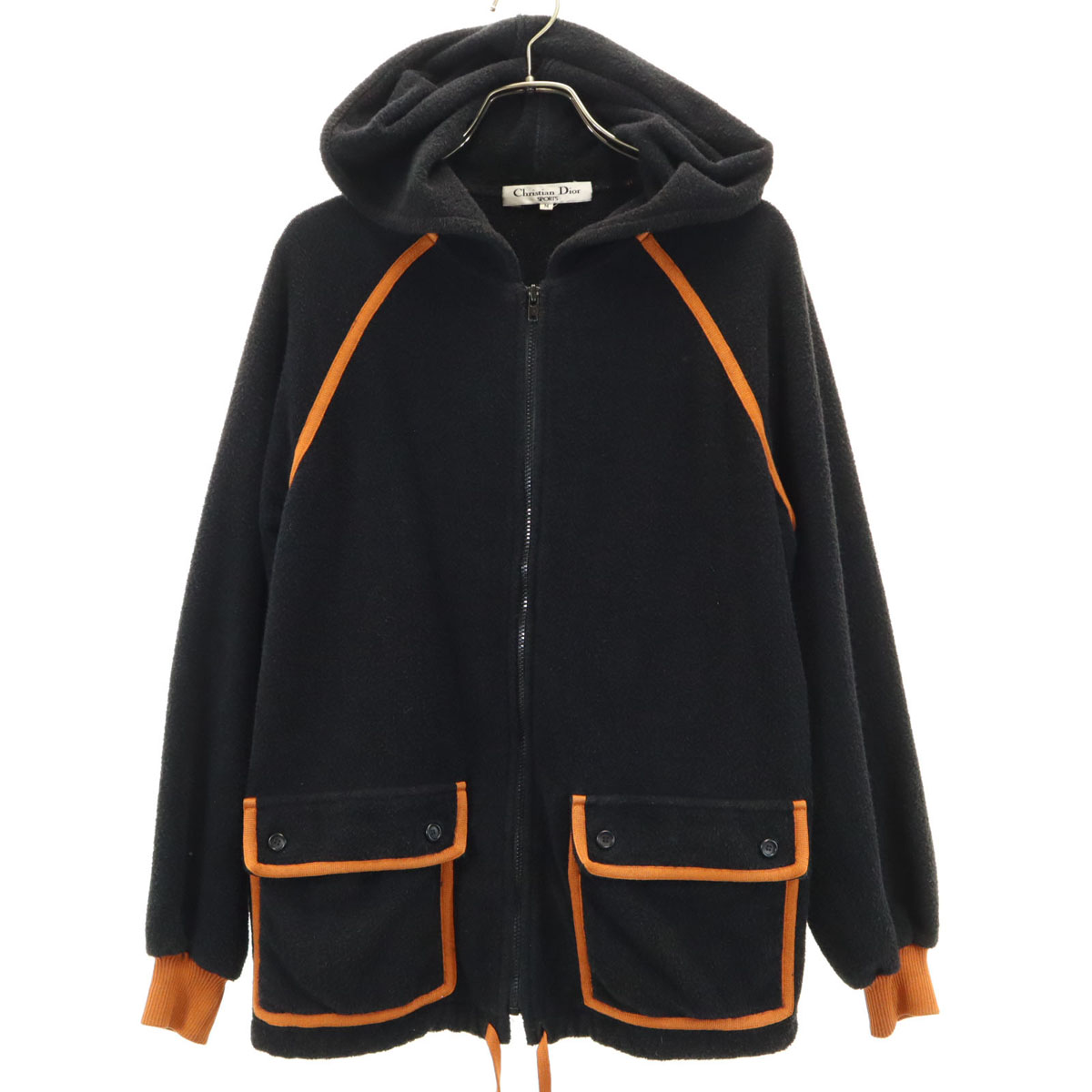 90s christian dior hoodie ストライプ ジップパーカー Christian Dior SPORTS 90s Old Long sleeve pile Zip hoodie M black