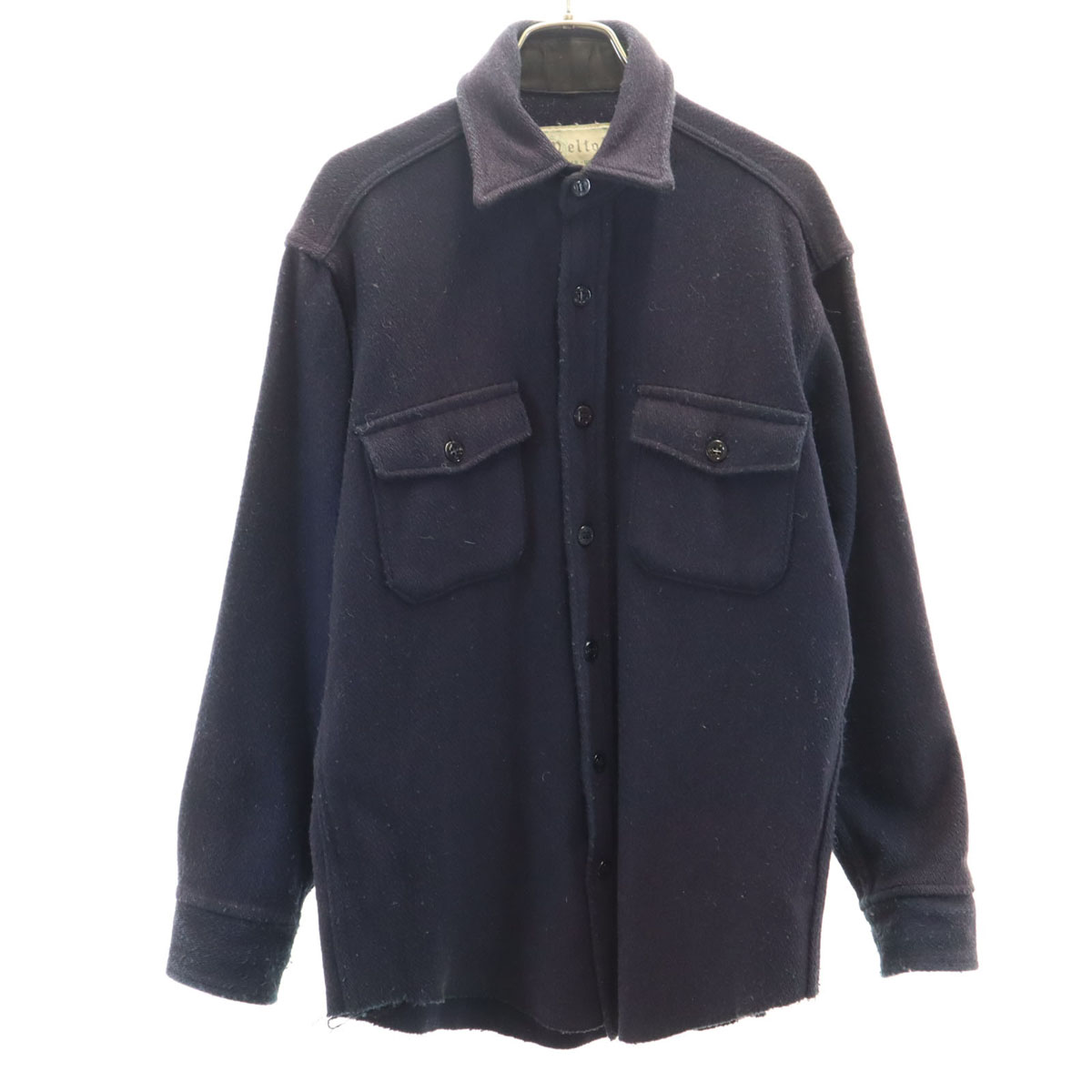 melton 70s Made in USA Vintage Long sleeve Wool shirt M Navy Men