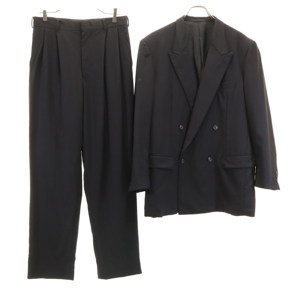 〔Vintage〕90s Black navy Simple suit デカ襟 Vivienne Westwood 90s black double breasted coat — JAMES VELORIA