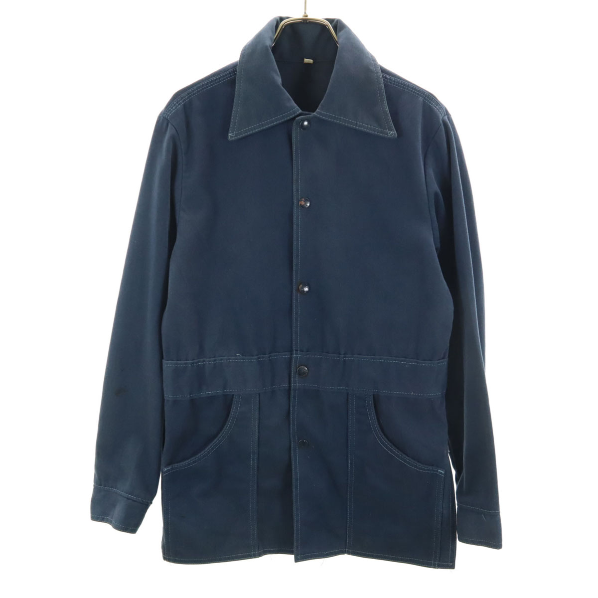 VINTAGE 70s Safari jacket Work jacket 36 Navy Men's | eBay