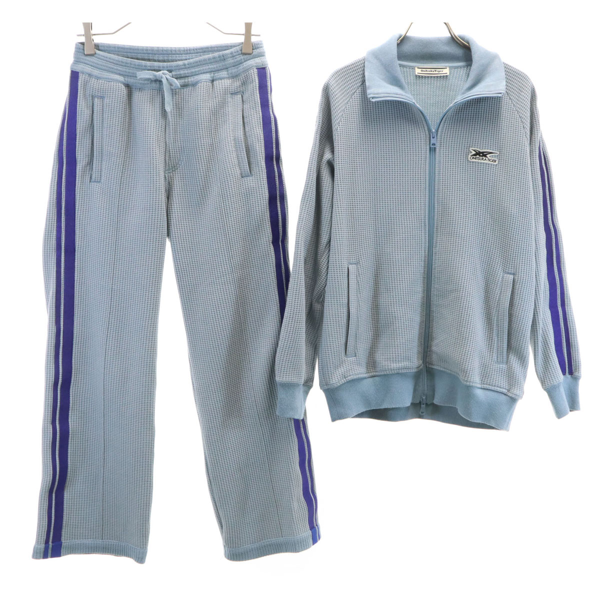 Onitsuka Tiger ワッフルニット トラックジャケット Used ONITSUKA TIGER Waffle fabric Track jacket Setup S/XS unisex