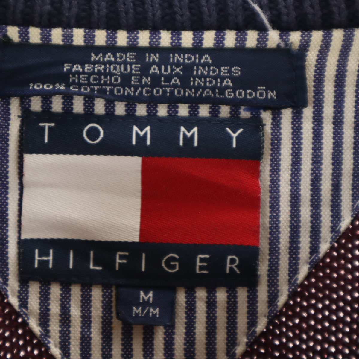 TOMMY HILFIGER 90s Old Border Pattern Long sleeve sweater M 