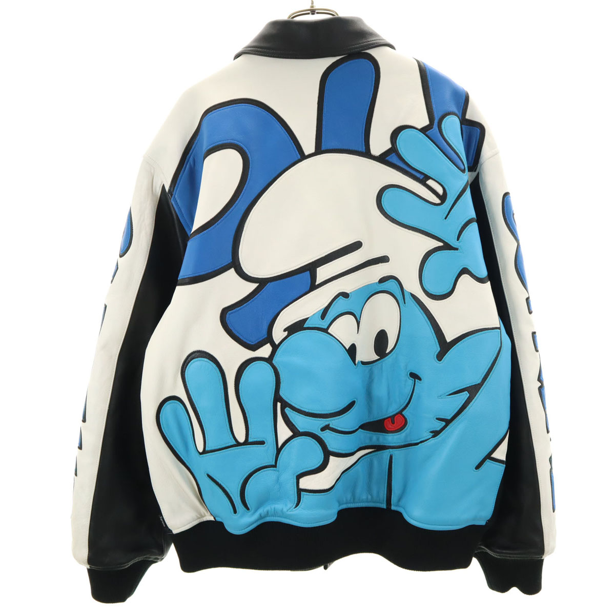 Used Supreme 20FW Smurfs collaboration Sheepskin Leather Varsity