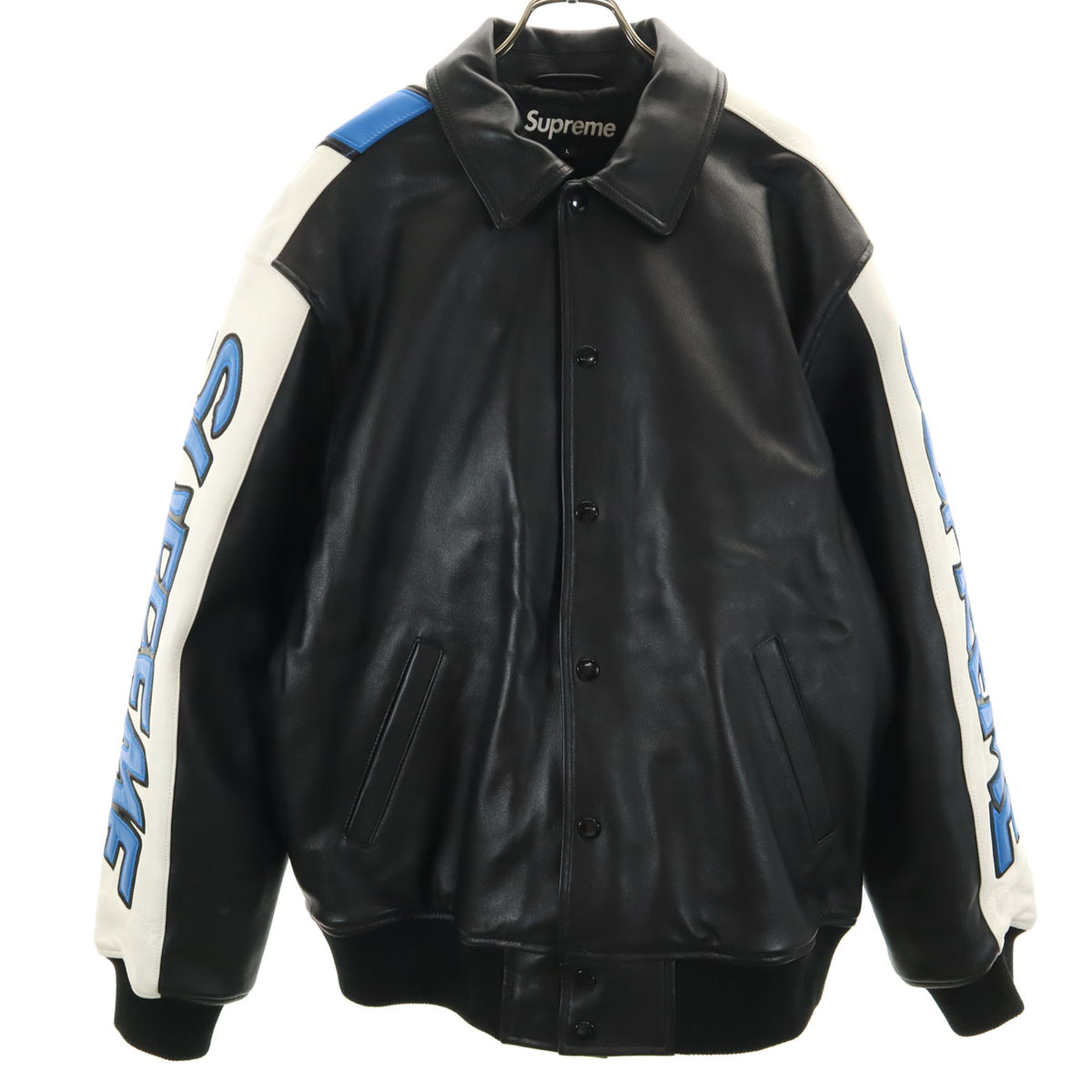 Used Supreme 20FW Smurfs collaboration Sheepskin Leather Varsity