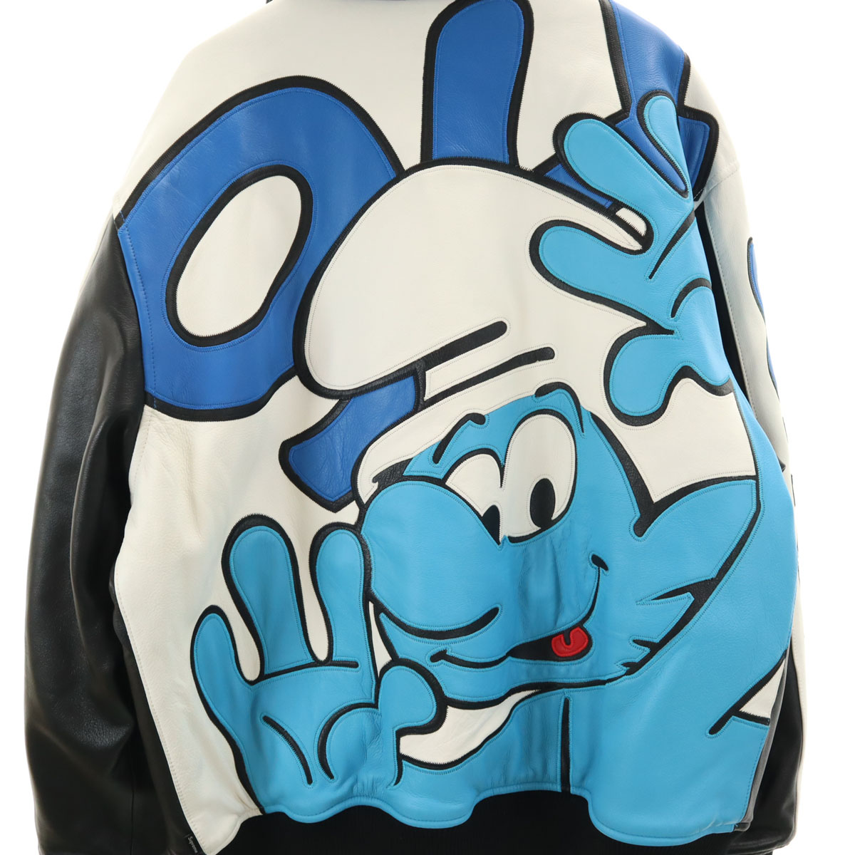Used Supreme 20FW Smurfs collaboration Sheepskin Leather Varsity