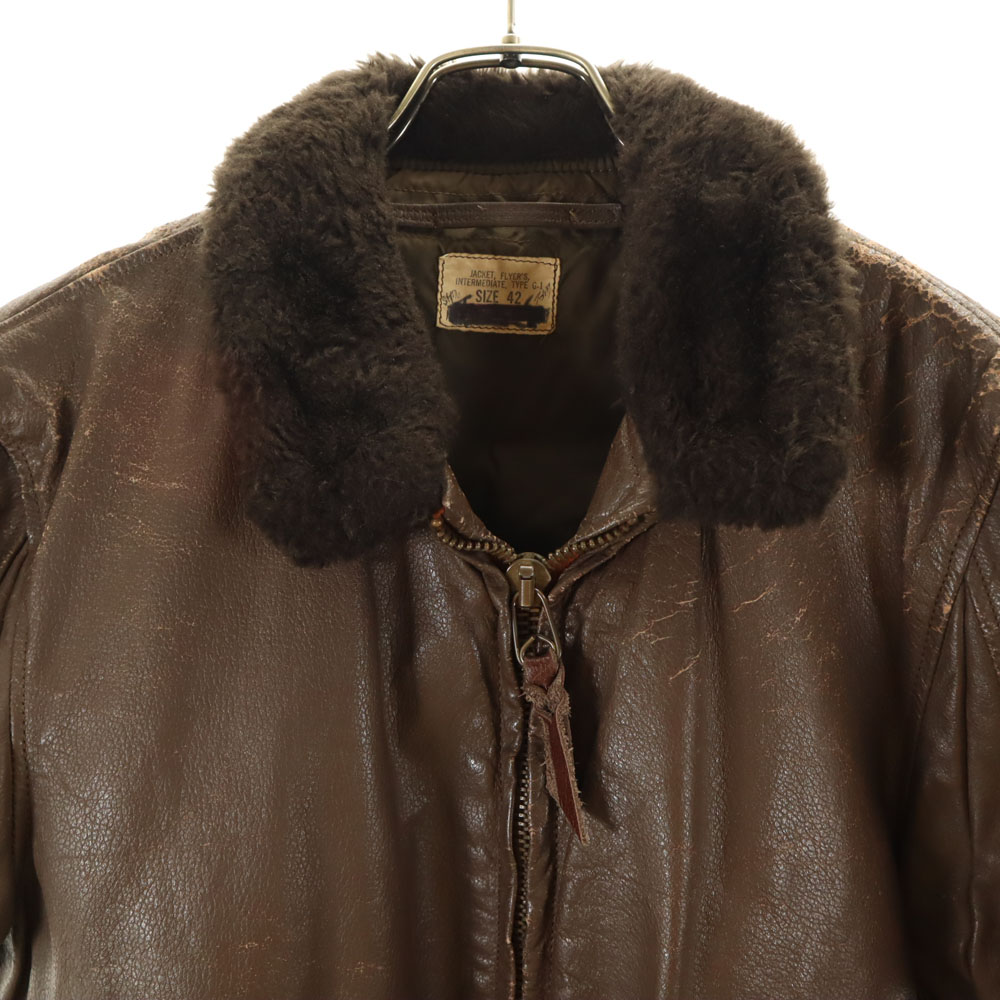 70s G-1 ヴィンテージ SCOVILLzip US NAVY 70s Vintage Scoville Zip G-1 Flight jacket 42 Brown