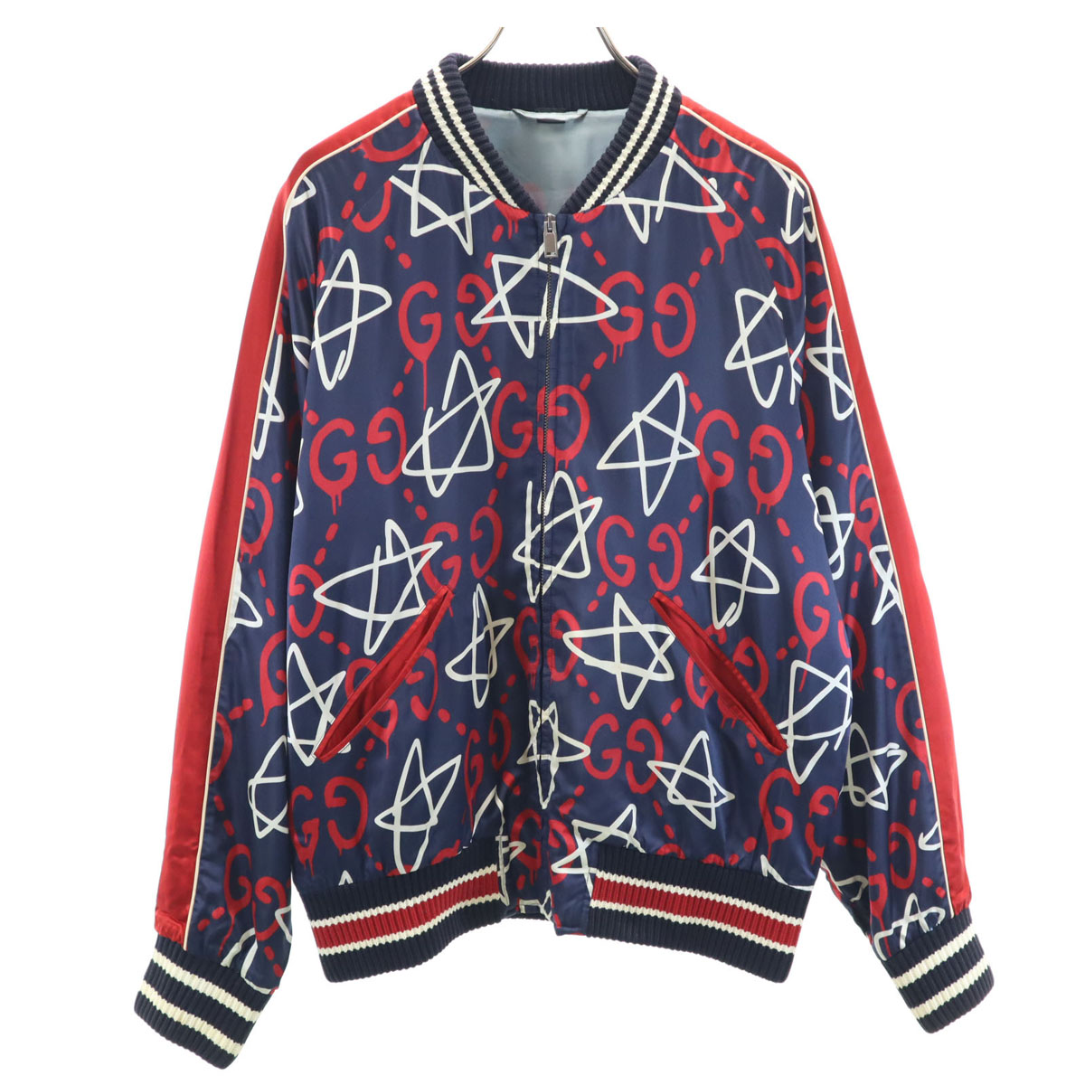Used GUCCI 16AW Italian rayon blend Ghost all-over print Bomber