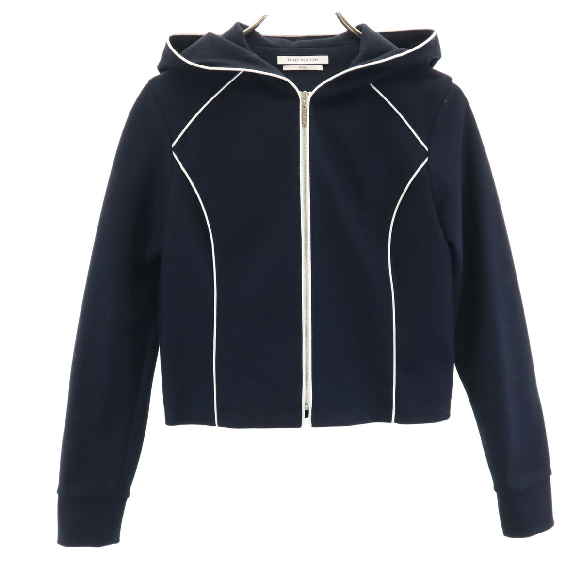 パリコレクション FOXEY NEW Navy 40 hoodie Zip sleeve Long Japan in made YORK トップス