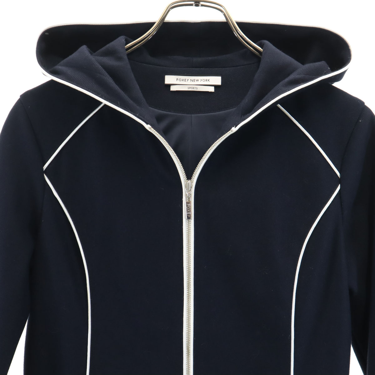 名作 Zip sleeve Long Japan in made YORK NEW FOXEY hoodie Navy 40 トップス