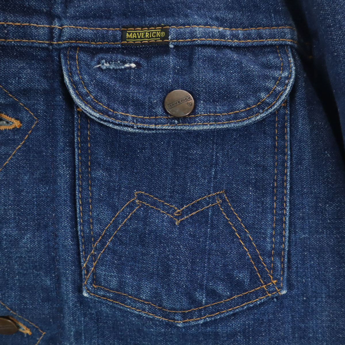 ジャケット・アウター denim jacket MAVERICK 70's USA 70s Vtg Maverick Denim Trucker Jean Jacket Worn 44 Fleece