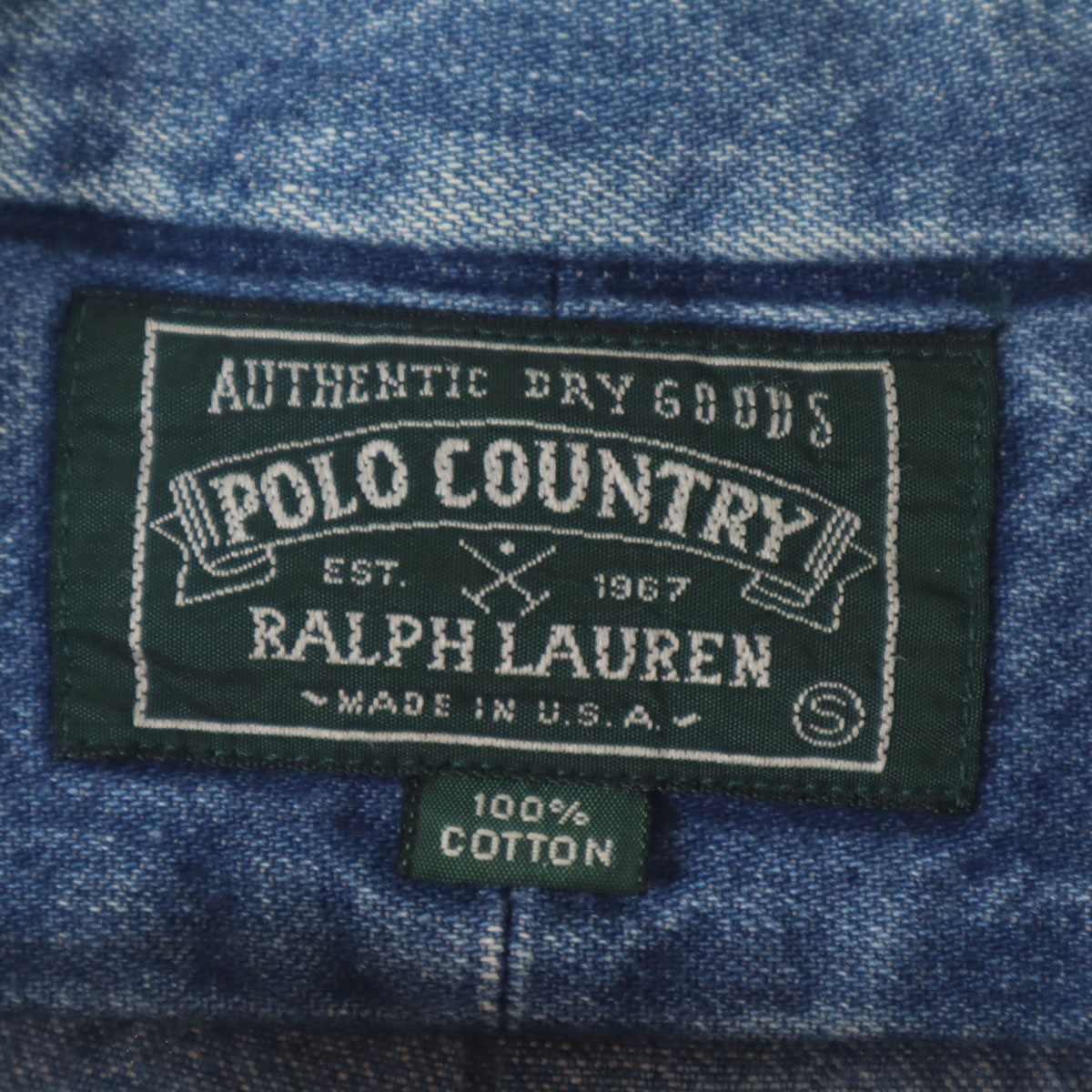 美品 80's VNTG POLO COUNTRY DENIM BD USA POLO COUNTRY RALPH LAUREN 80s 90s Old USA made Long sleeve