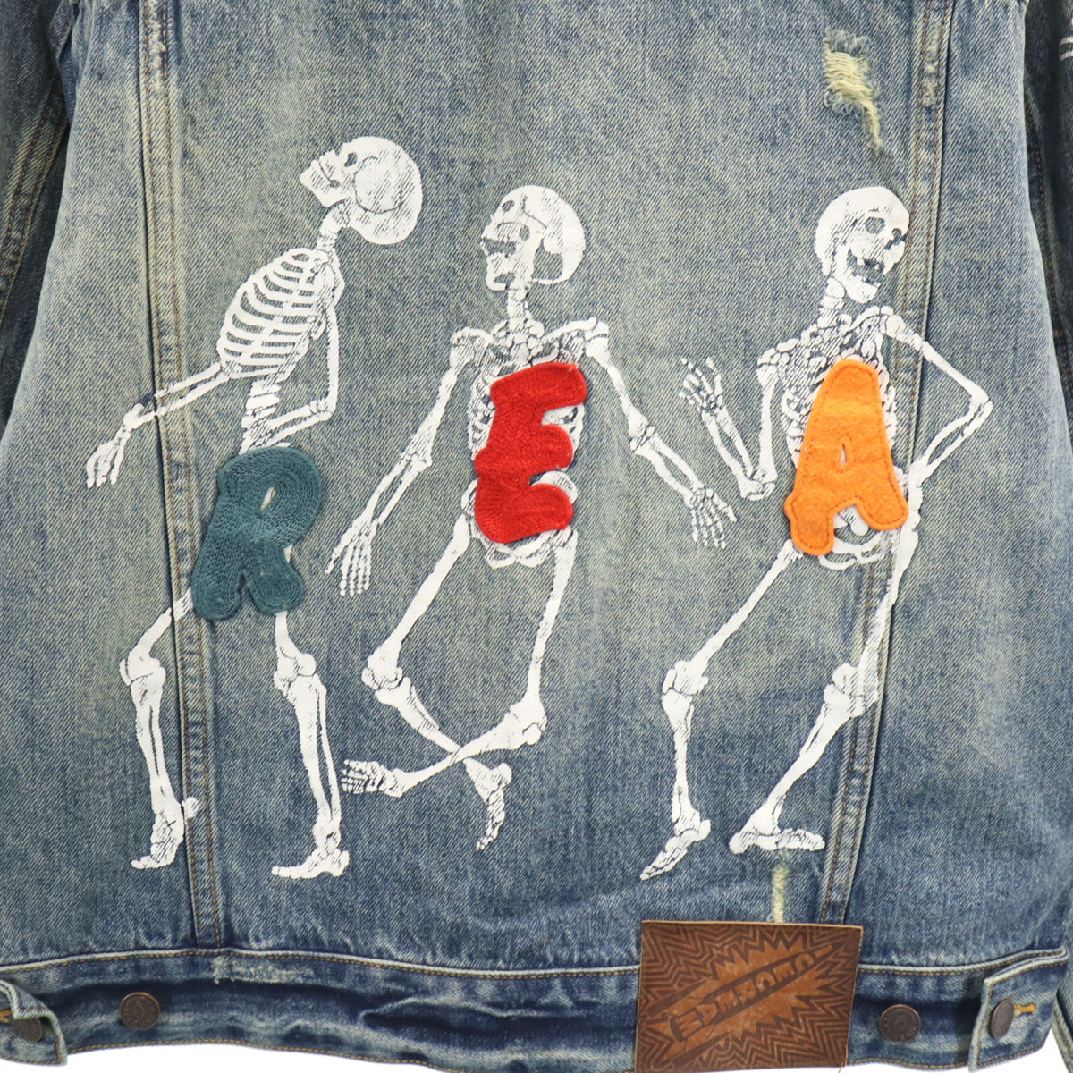 unused ICE CREAM skeleton Damage processing Denim Jacket S blue  display picture 1