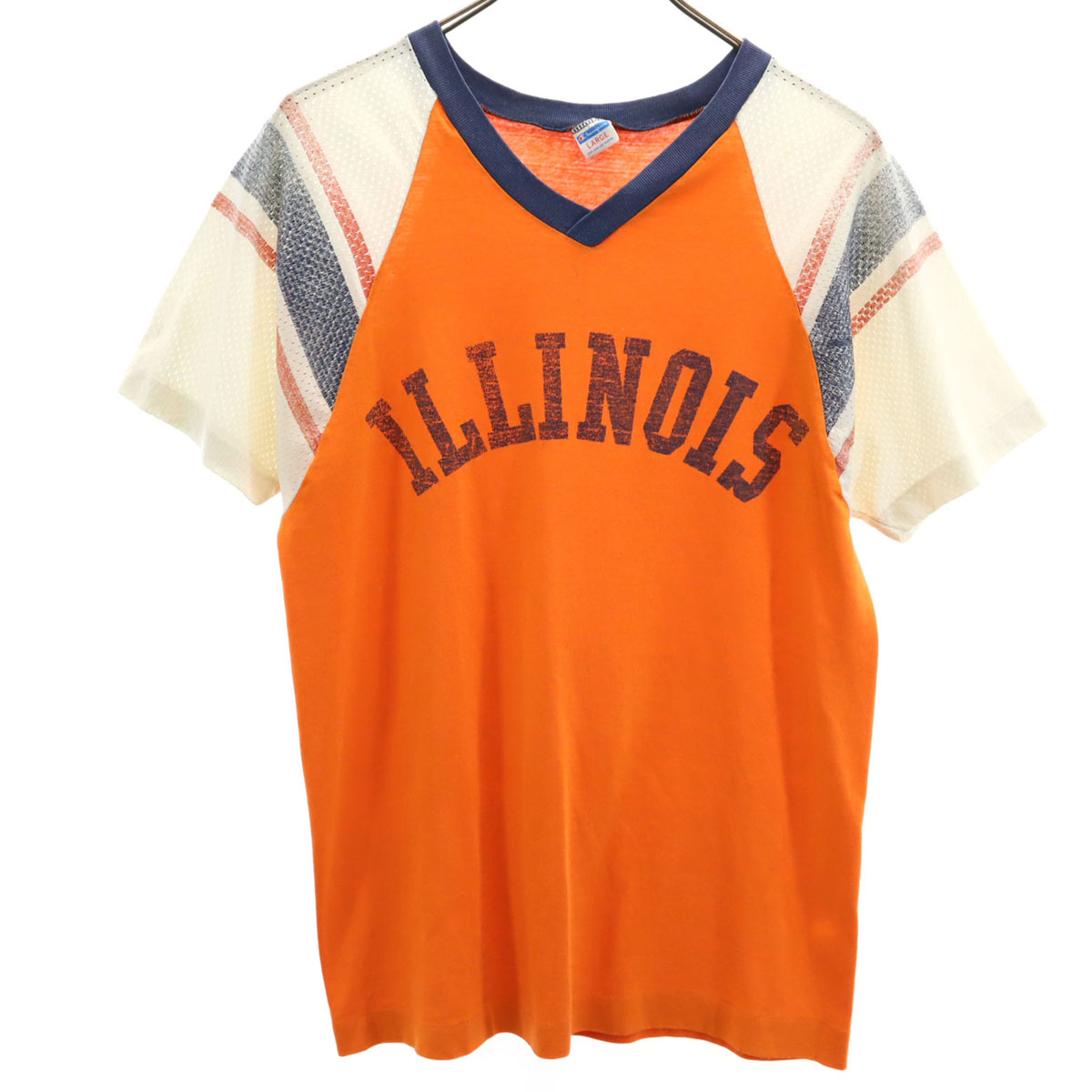 70’s CHAMPION FOOTBALL T-SHIRT Champion 70s Vintage USA made bar tag Short sleeve V-neck football