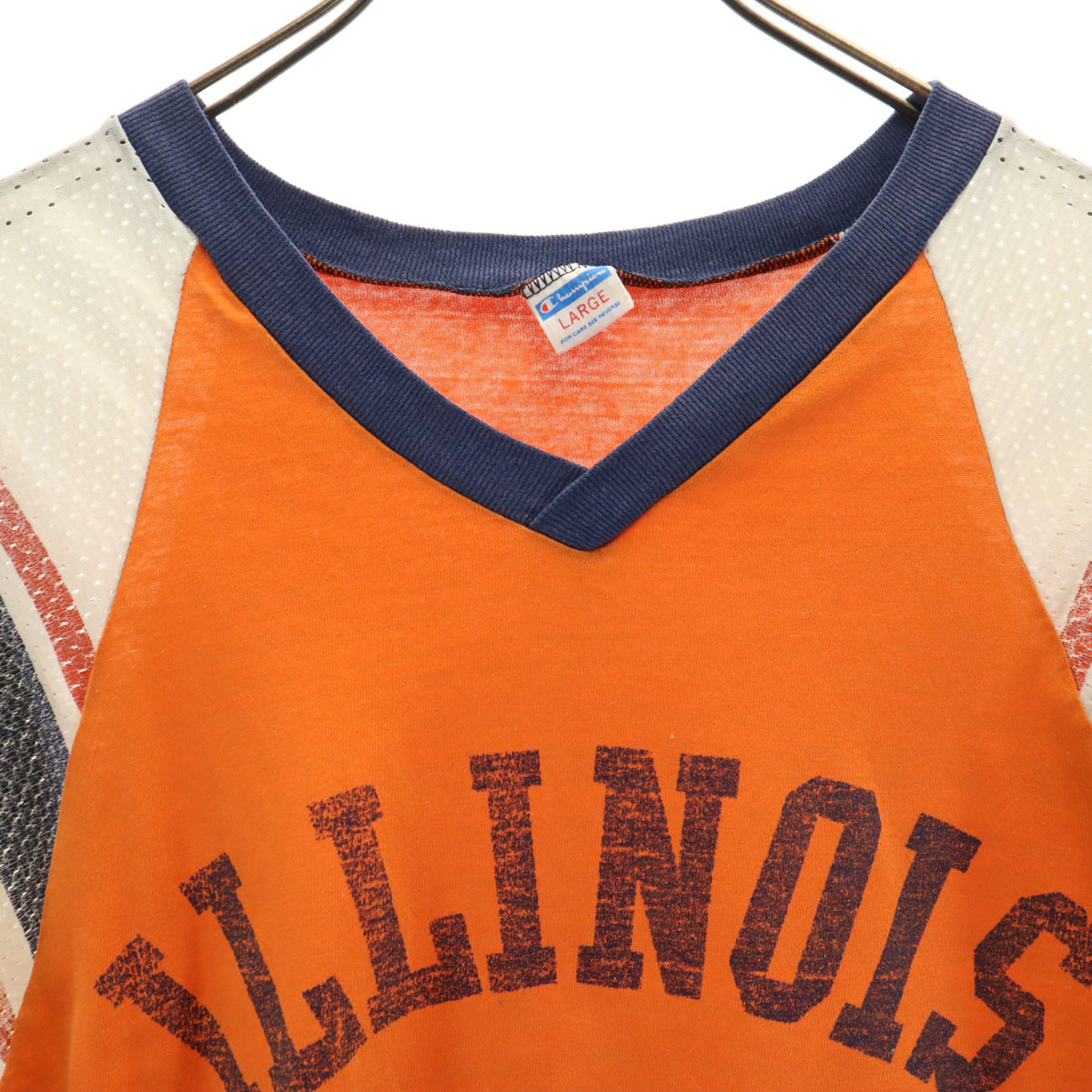 Champion 70s Vintage USA made bar tag Short sleeve V-neck football