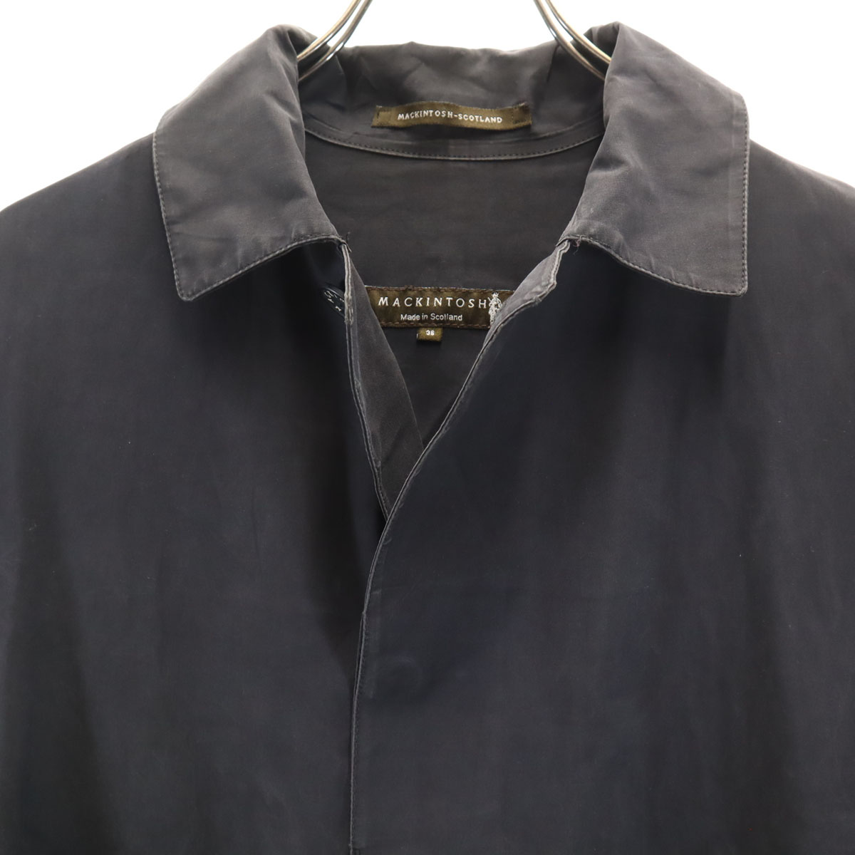 Mackintosh Made in Scotland Rubberized Stainless collar coat